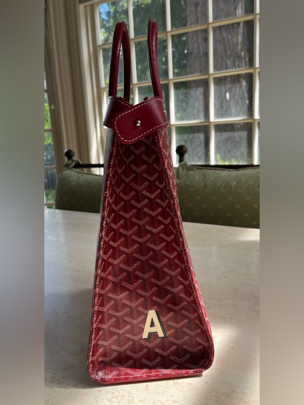 Goyard Red Jersey GM Vertical Handbag with Signature Chevron Goyardine Pattern - Picture 5 of 12